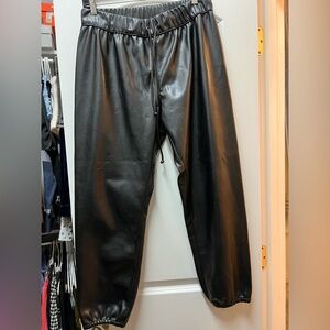 Enza Costa Black Faux Leather Pants - medium